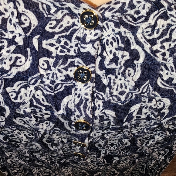 Kim Rogers blouse navy blue and white paisley - Picture 3 of 8